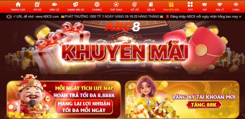 Ưu điểm khiến bạn chọn ABC8 để tiến hành chơi